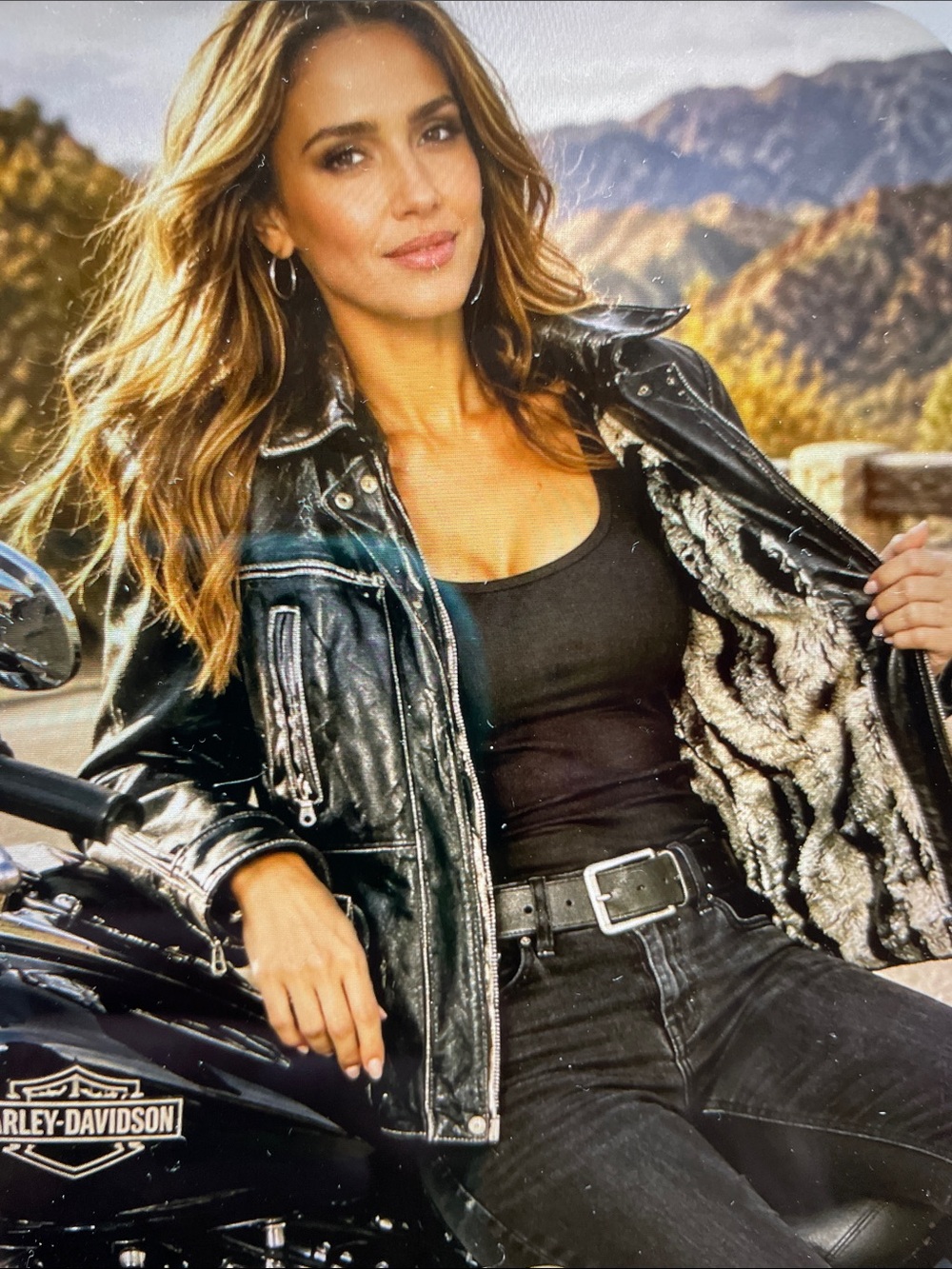 S-M.   Black Leather Jacket with Faux Fur Interior